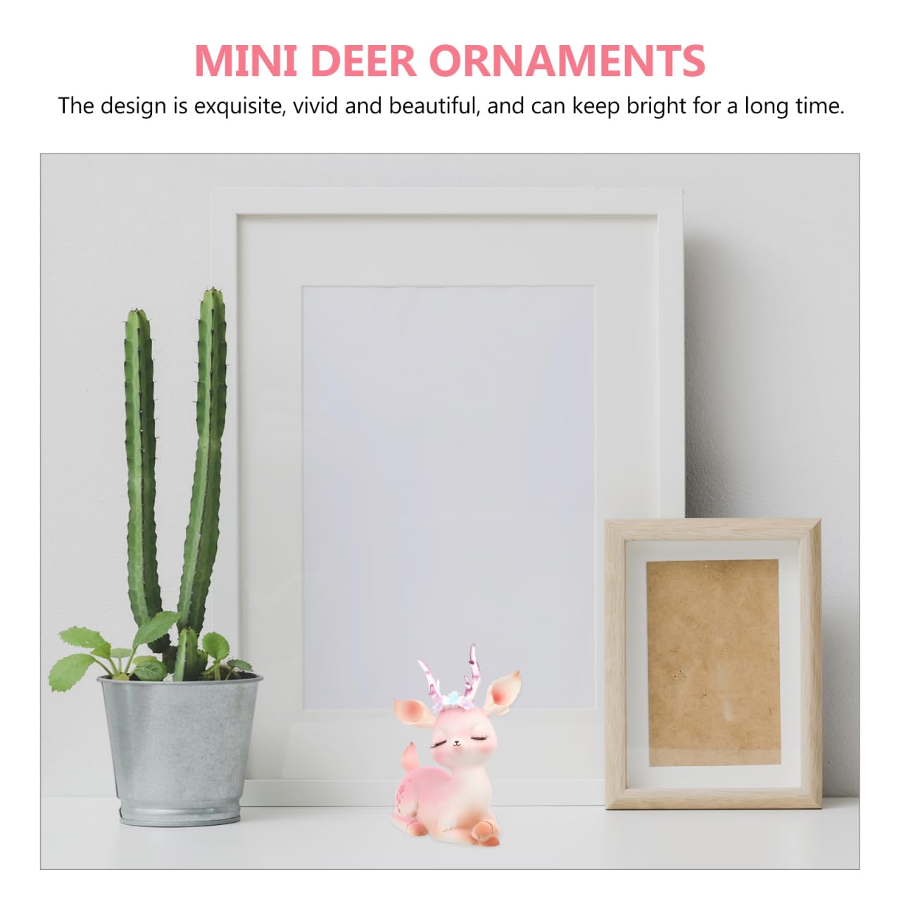 Garneck 2Pcs Pink Resin Deer Ornaments Mini Cartoon Deer Figurines for Car Dashboard Decor Christmas Figurines Home Office Desk Bedroom Study Table Seasonal Decor