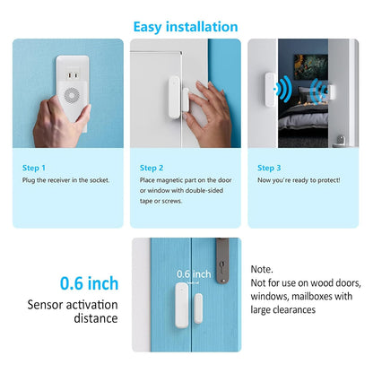 Wireless Door Sensor Chime, Door Open Alarm When Entry Business/Office/Store (500ft Range 51 Ringer Adjustable Volume) Home Alert Bell for Kid/Toddler Safety