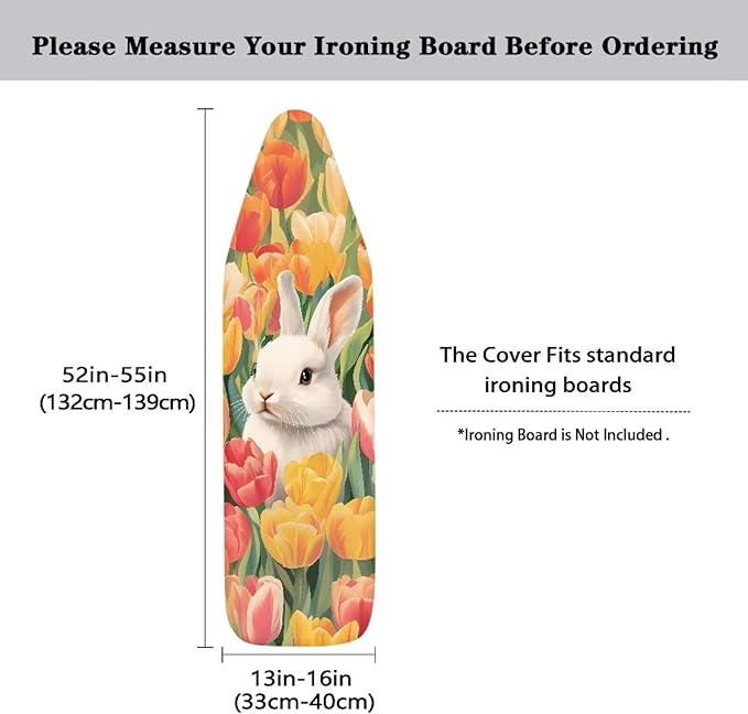 Tulip Ironing Board Cover Standard Size 15″x54″ Bunny Ironing Board Padding