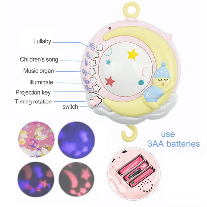 Aolkee 360° Rotating Baby Musical Cot Mobile with Lights, Hanging Rotating Rattles, Remote Control Music Box, Timing Function, Gift for Newborn Toddler