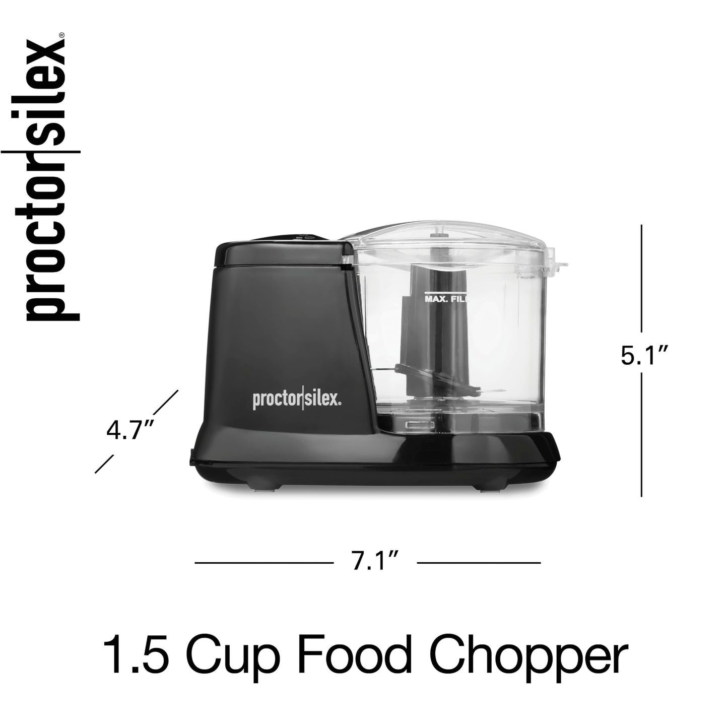 Proctor Silex Durable Electric Vegetable Chopper & Mini Food Processor for Chopping, Puree & Emulsify, 1.5 Cup, White