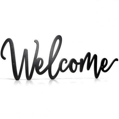 Sinseike Welcome Metal Sign Wall Decor (Black)