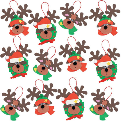 Foam Reindeer Holiday Ornament Craft Kit - Pack of 12 Kits