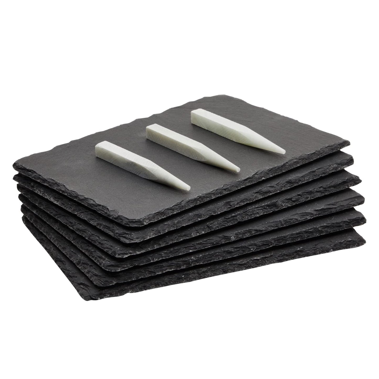 Juvale Mini Charcuterie Boards - 6-Pack, 6 x 8.75 in, Black Slate - Slate Charcuterie Boards & Cheese Platter for Sushi & Appetizers