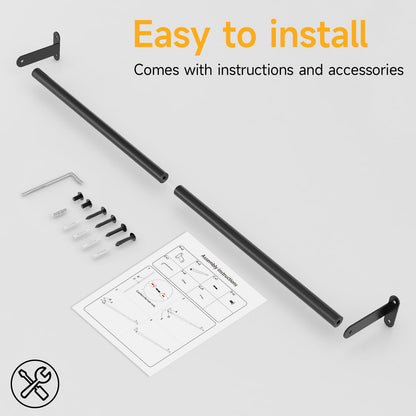 Towel Bar for Bathroom Wall, Black 24 Inch Single Towel Bar Rods for Bathroom, Stainless Steel Heavy Duty Towel Racks for Bathroom Wall Mounted