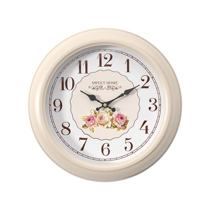 Abdurey Sweet French Rose Style Wall Clock, Battery Operated Silent, Creamy White Decorative Wall Clocks for Living Room, Farmhouse, Bedroom, Bathroom, Dining Room 11.5"