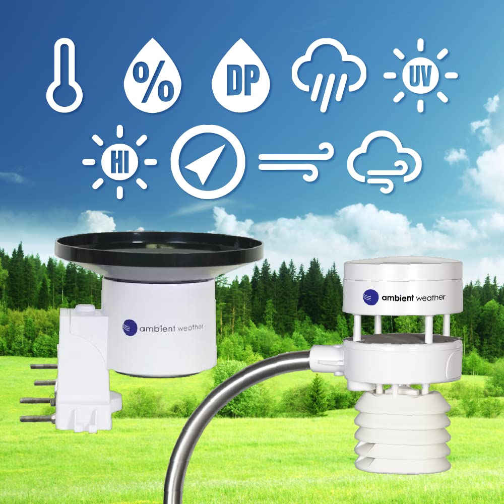 Ambient Weather WS-5000 Garden Bundle - Ultrasonic Smart Weather Station for The Garden w/WiFi Remote Monitoring and Alerts