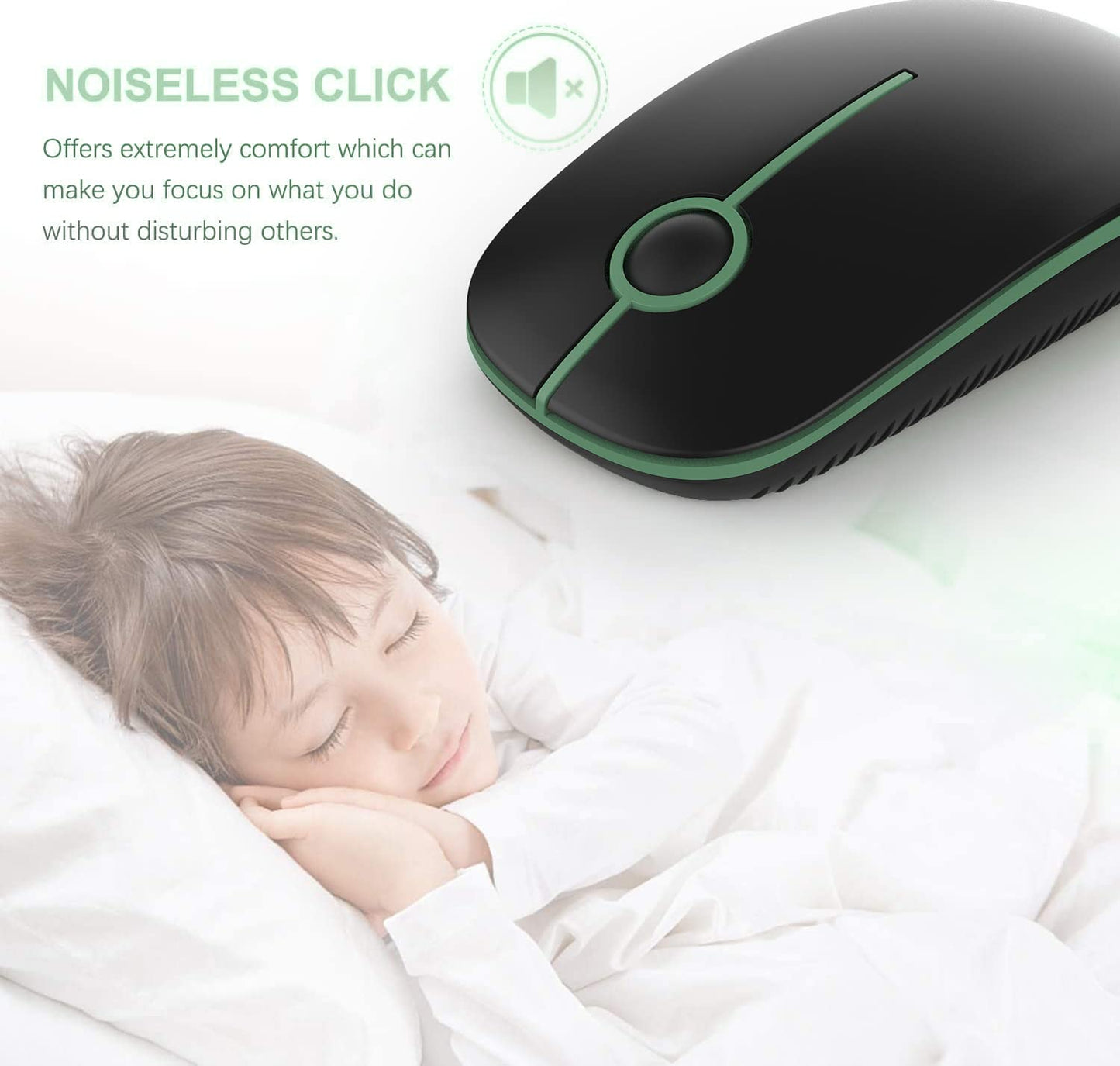 VssoPlor Wireless Mouse, 2.4G Slim Portable Computer Laptop Mouse with Nano Receiver Quiet Silent Optical Mice for Notebook, PC, Laptop, Computer-Black and Gold