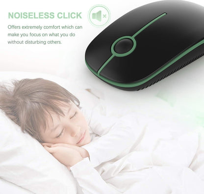 VssoPlor Wireless Mouse, 2.4G Slim Portable Computer Laptop Mouse with Nano Receiver Quiet Silent Optical Mice for Notebook, PC, Laptop, Computer-Black and Gold