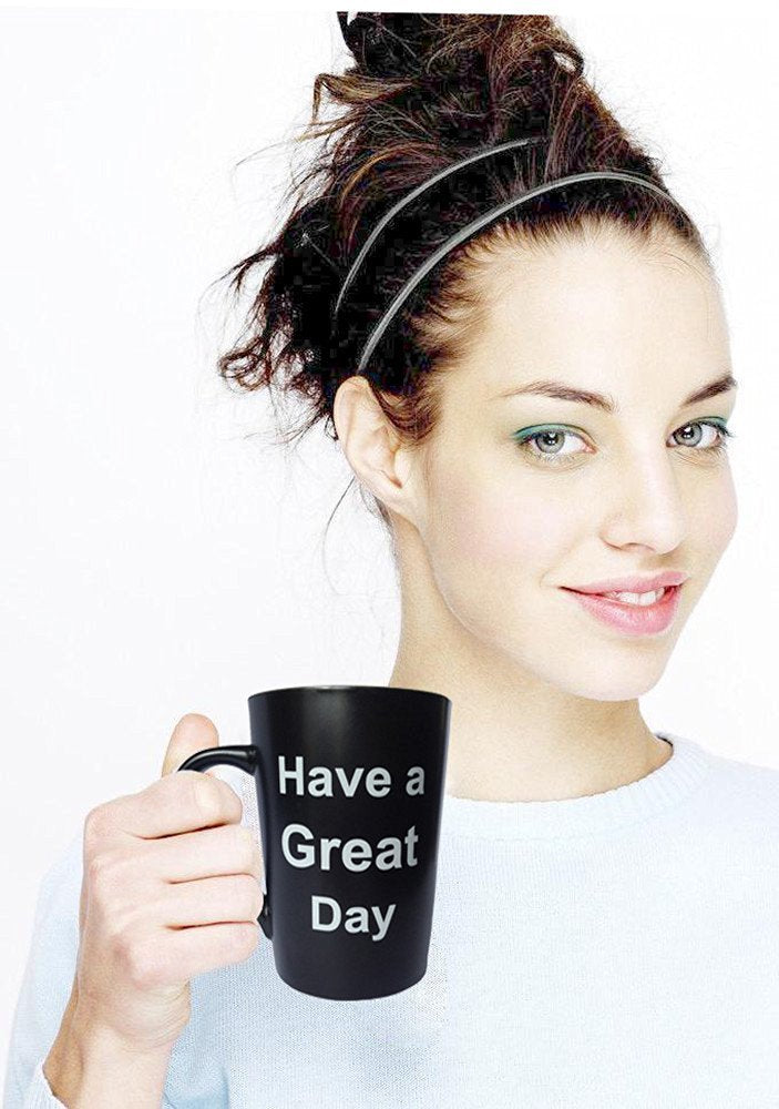 MAUAG Funny Christmas Gifts Unique Coffee Mugs Have a Great Day Cute Cool Ceramic Cup Black, Best Holiday and Birthday Gag Gifts, 15 Oz