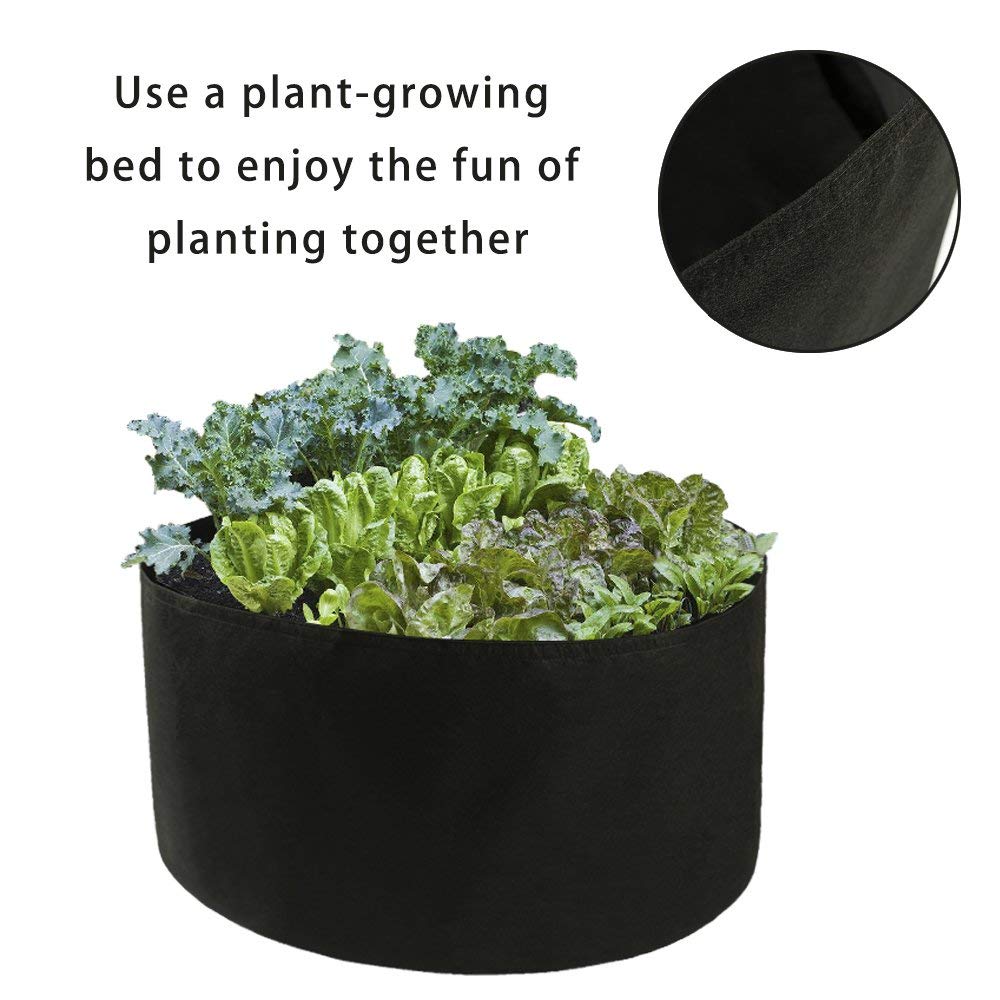 Xnferty 150 Gallons Extra Large Round Raised Garden Bed, Deep Soil Diameter 46"/ Height 22" Planting Container Grow Bags Durable Felt Fabric Planter Pot for Plants,Vegetables,Flowers (Black)