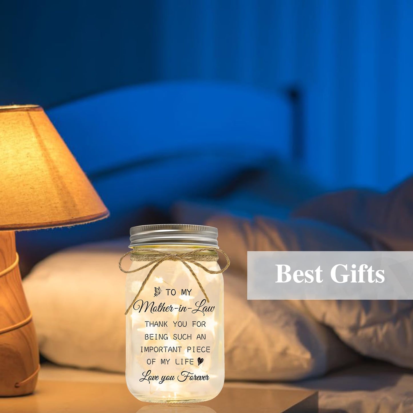 Luckyyds Mother in Law Gift, Mason Jar Night Lights - Best Mothers Day Birthday Christmas Gift for Mother in Law, Mother of The Groom Gifts