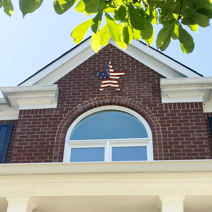 Linfevisi 22 Inch Barn Star Wall Decor Outdoor Patriotic Decorations Hanging Metal Stars American Flag 4th of July Memorial Day Texas Star Wall Art for Western Country Farmhouse Home