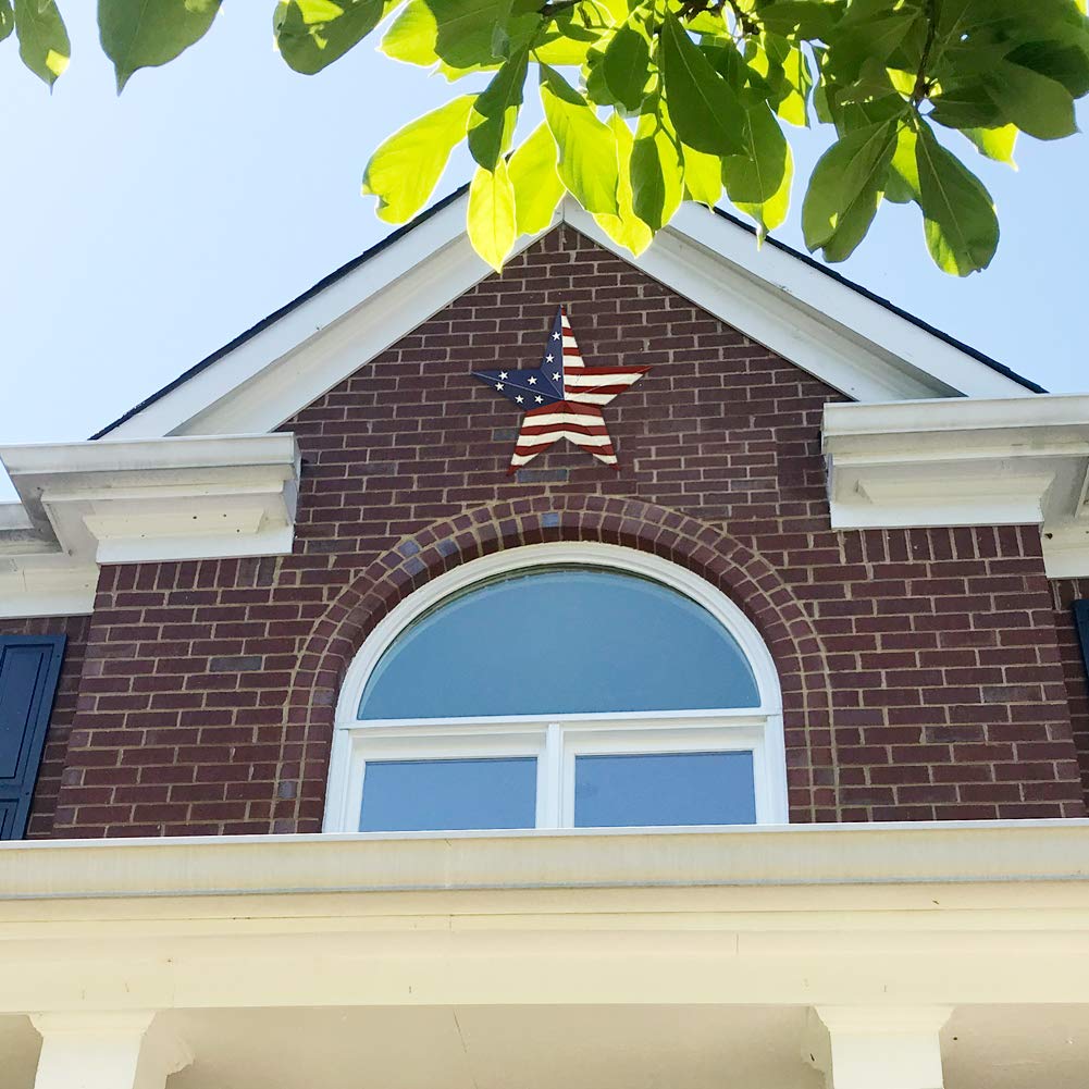 Linfevisi 22 Inch Barn Star Wall Decor Outdoor Patriotic Decorations Hanging Metal Stars American Flag 4th of July Memorial Day Texas Star Wall Art for Western Country Farmhouse Home