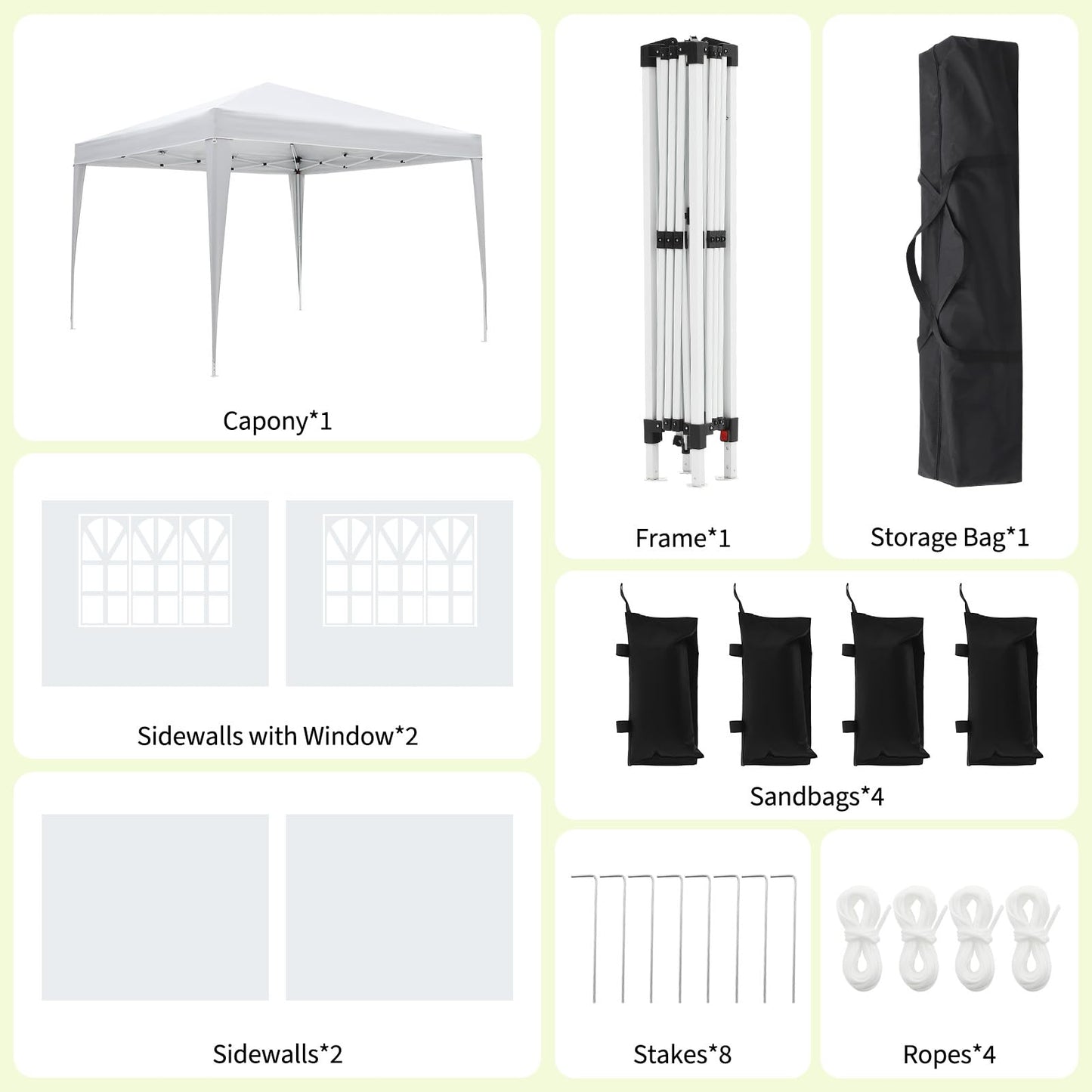 10x10 Pop Up Canopy with 4 Sidewalls, Outdoor Portable Instant Canopy Tent, Waterproof Pop Up Tent, Versatile Gazebo for Camping, Outdoor Parties, Backyard,Beach Activities,White