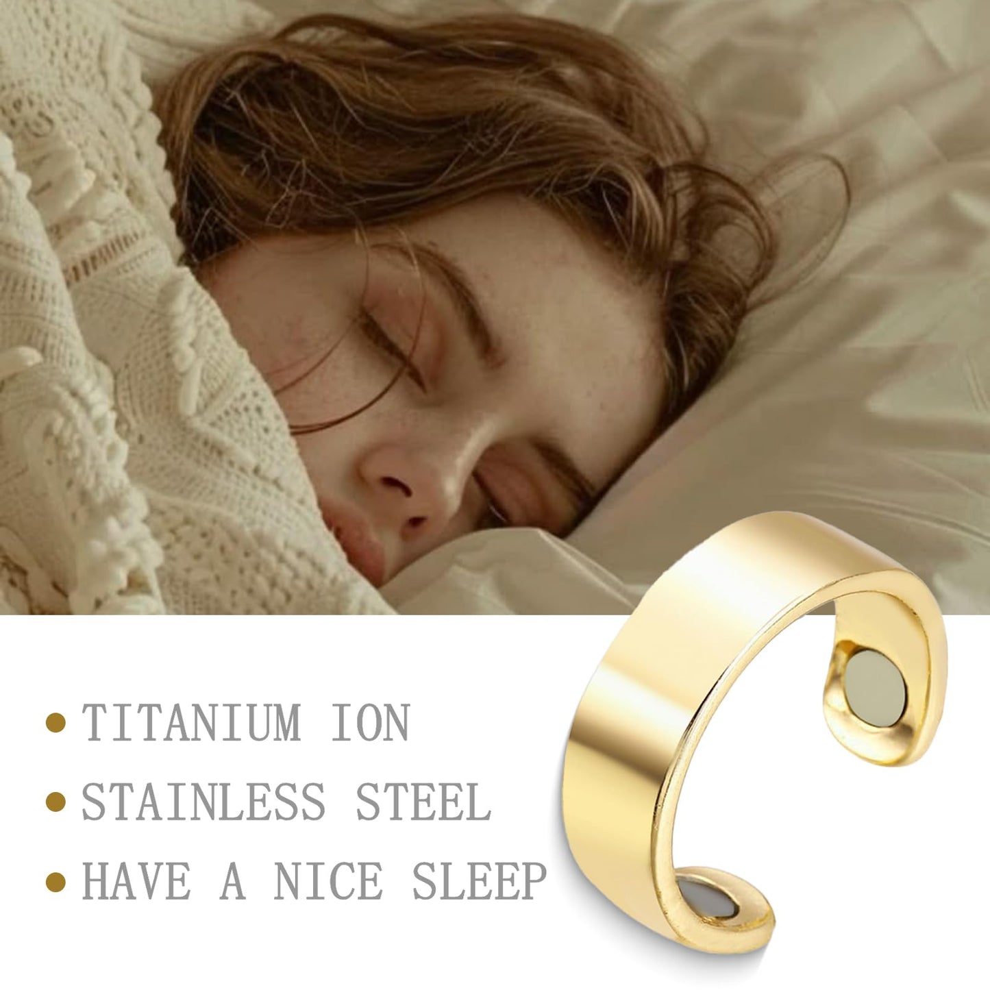LIU JUN Rings for Women, Magtherapy Lymphatic Drainage Titanium Ion Rings Lymph Nodes Acupuncture Therapy Open Olux Ring For Women Men Health Jewelry Gifts (2Pcs-gold+silver)