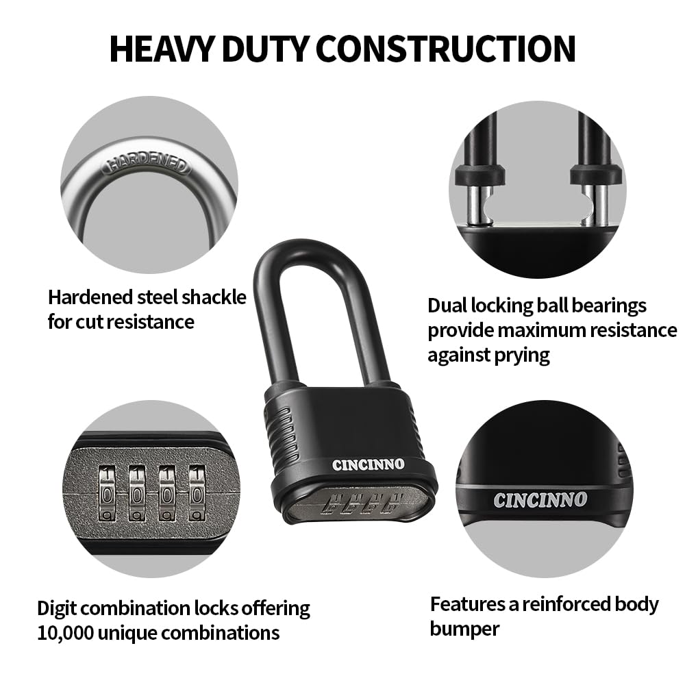 CINCINNO Heavy Duty Outdoor Combination Lock, 2 in. Wide Weatherproof Combo Lock for Outdoor Use，12 Pack