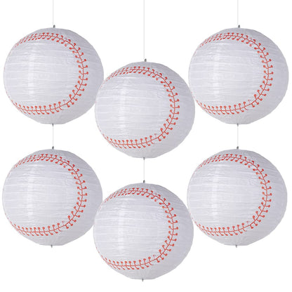 Easy Joy 8 Inch Baseball Paper Lanterns Sports Team Party Baseball Hanging Lantern Softball Party Decorations 6 Pieces