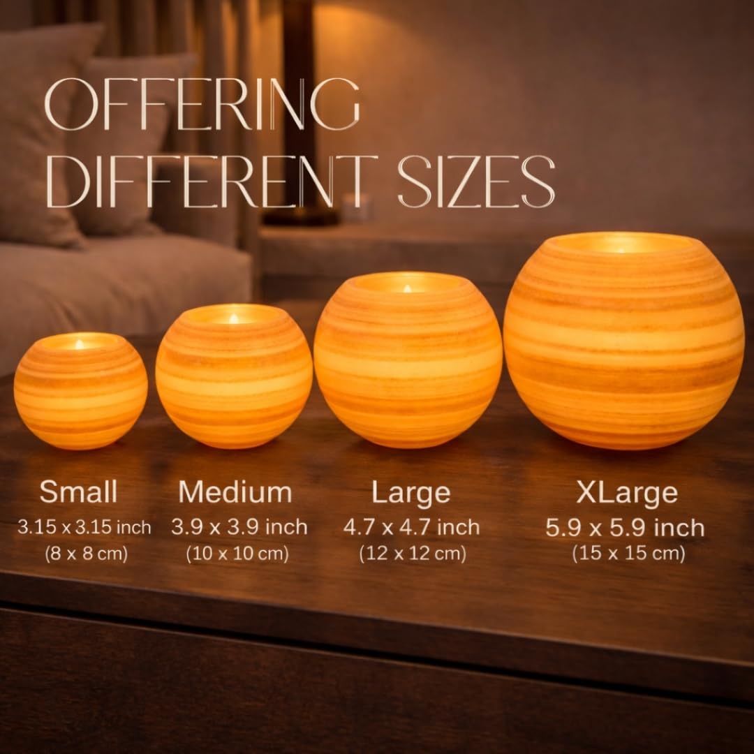 CraftsOfEgypt Single Alabaster Candle Holder - Egyptian Tealight and Votive Candles Holders with Amber Glow for Home Décor Natural Stone Soothing Tranquil Aurora