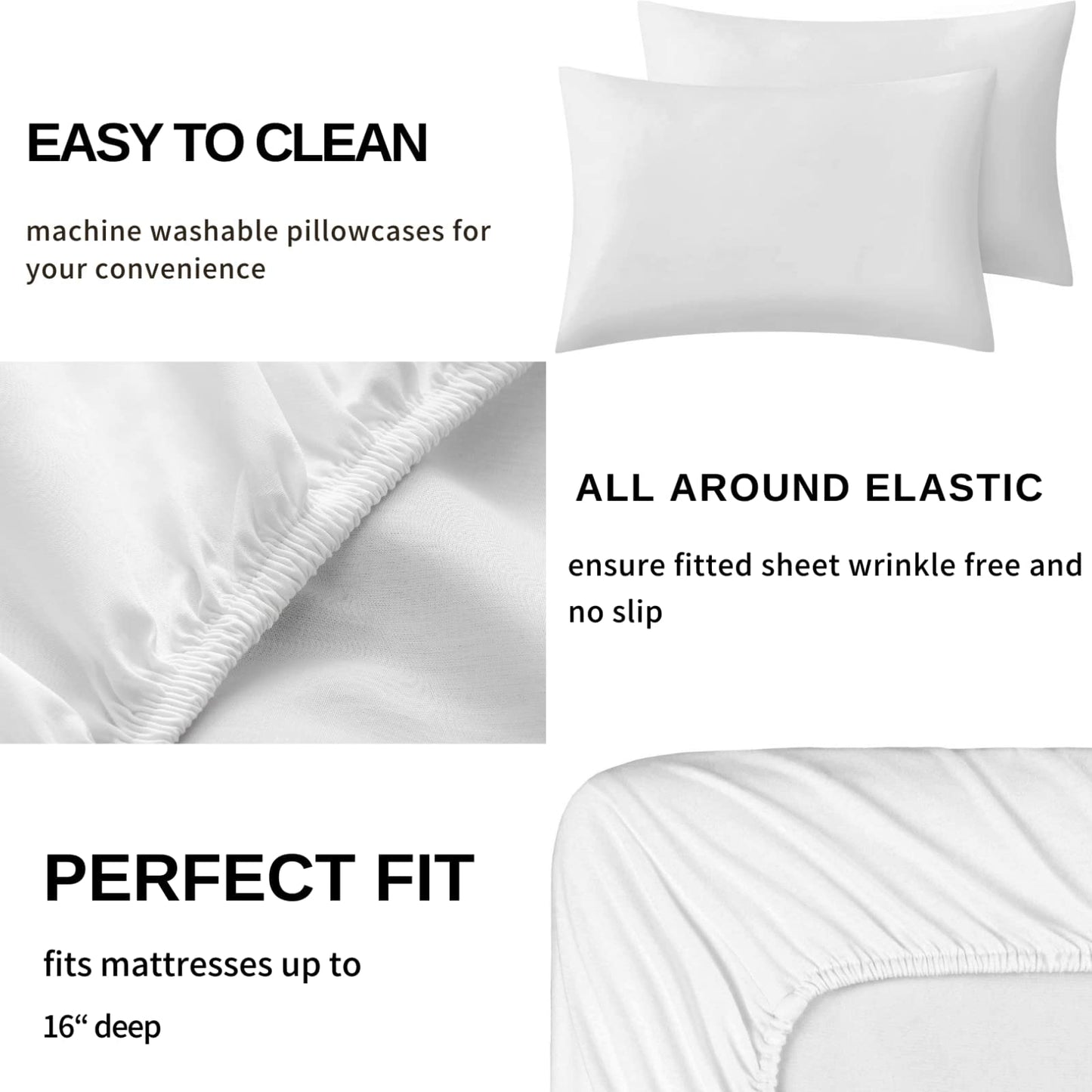 zcsm Optical Illusion Sheets Queen Sheet Set - Black and White Bed Sheets, Soft Microfiber & Deep Pocket & Wrinkle Free Bedding Sheets & Pillowcases, 1 Fitted Sheet, 1 Flat Sheet, 2 Pillow Cases