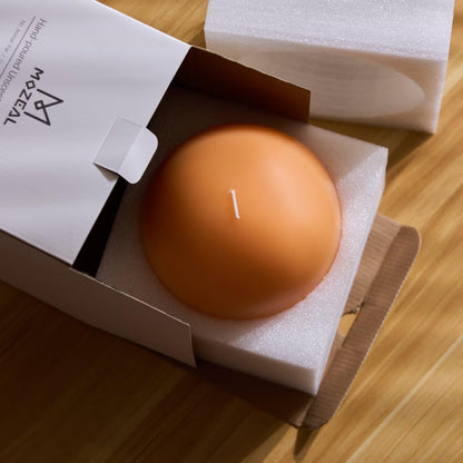 MOZEAL Hand-Poured, 6 Inch Peach Fuzz Large Round Ball Candles - Elegant Peach Fuzz Round Pillar Candles, Dripless, Unscented, Smokeless, Ideal for Summer Parties.