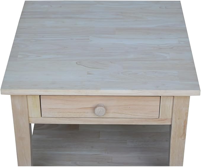 Solid Wood Spencer End Table, Unfinished