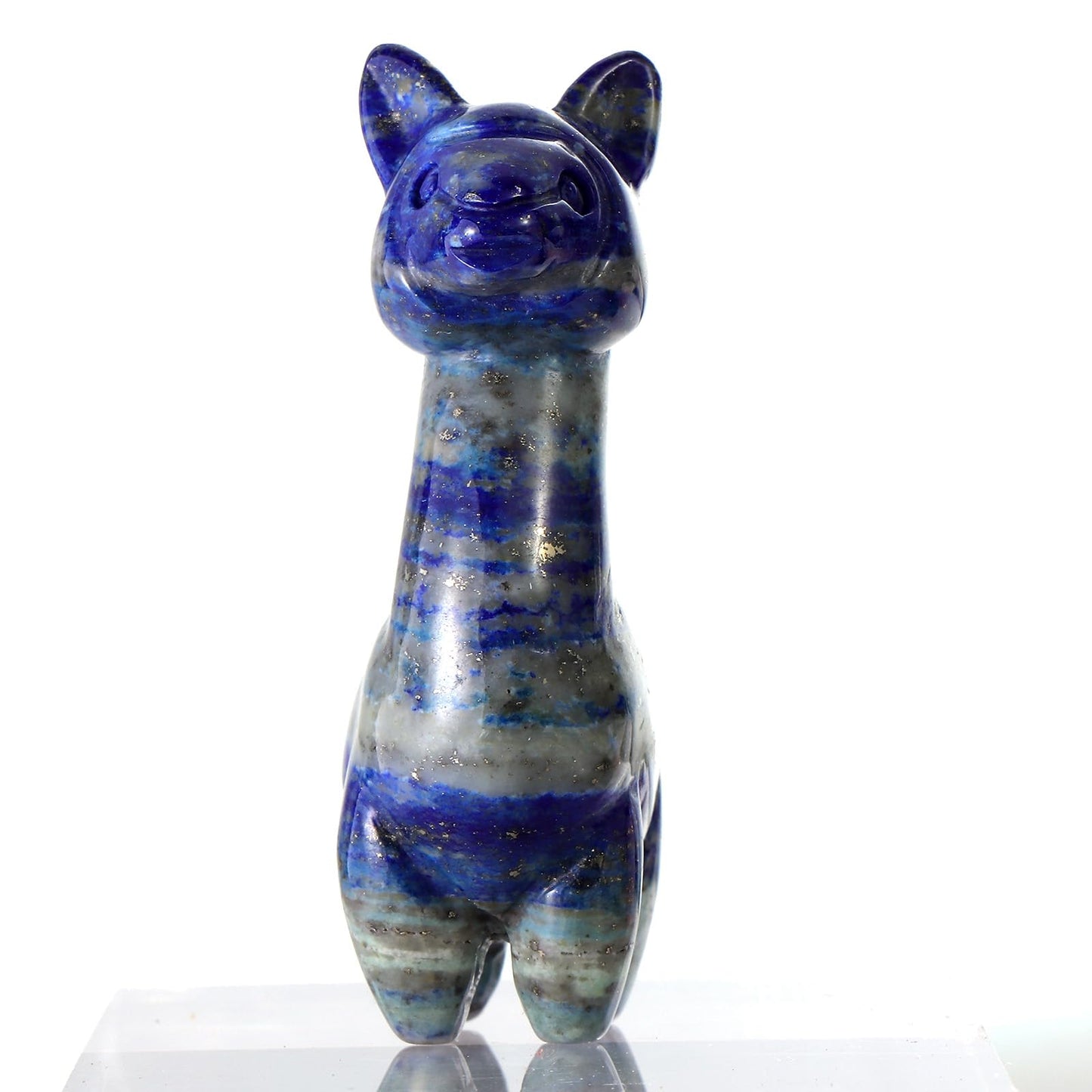 LEADGEM Lapis Lazuli Crystal Alpaca Statue Carved Blue Pocket Animal Carvings Figurine Healing Stone Sculpture for Home Office Decor Gift,2"