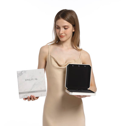 HSLFUAI Necklace Box with Led Light,Jewelry Box for Necklace,Jewelry Gift Box for Wedding, Birthday, Valentine' Day, Mother'S Day, Christmas,Black Velvet Interior Necklace Box(Blue)