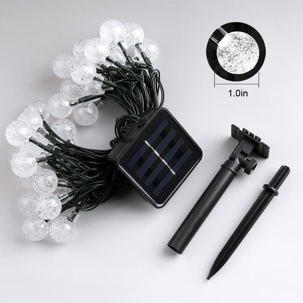 Toodour Solar String Lights Outdoor, 56ft 100 LED Globe String Light with 8 Mode, Waterproof Crystall Ball Lights Solar Patio Lights for Garden, Lawn, Patio, Gazebo, Yard, Outdoor Decor - Cool White