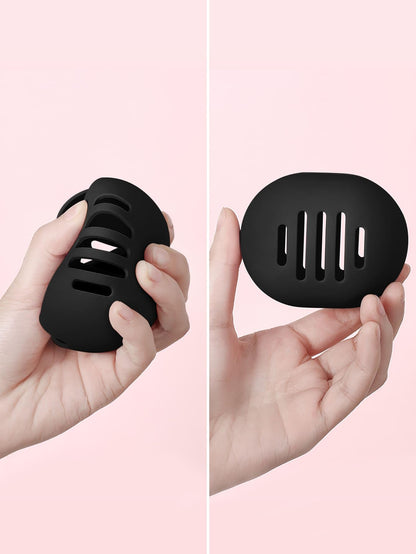 2 Pcs Makeup Sponge Holder,Double-Sided Breathable Silicone Beauty Blender Holder for Travel or Daily,Shatterproof Make-up Travel Case Quick Drying Easy to Carry,Grey+Pink