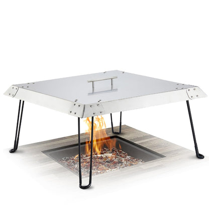 Maplefield Stainless Steel Fire Pit Heat Deflector – Outdoor Heat Shield for Tabletop & Camping Stove