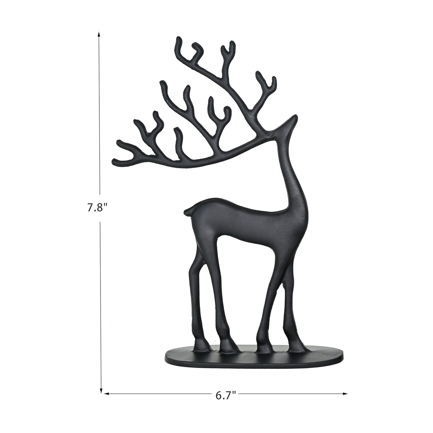 Remenna Modern Reindeer Statues Set of 2 Cast Aluminum Black Deer Sculpture Accent Figurine, Decorative, Christmas Tabletop Ornaments for Mantel Fireplace Living Room Bedroom Home Decor