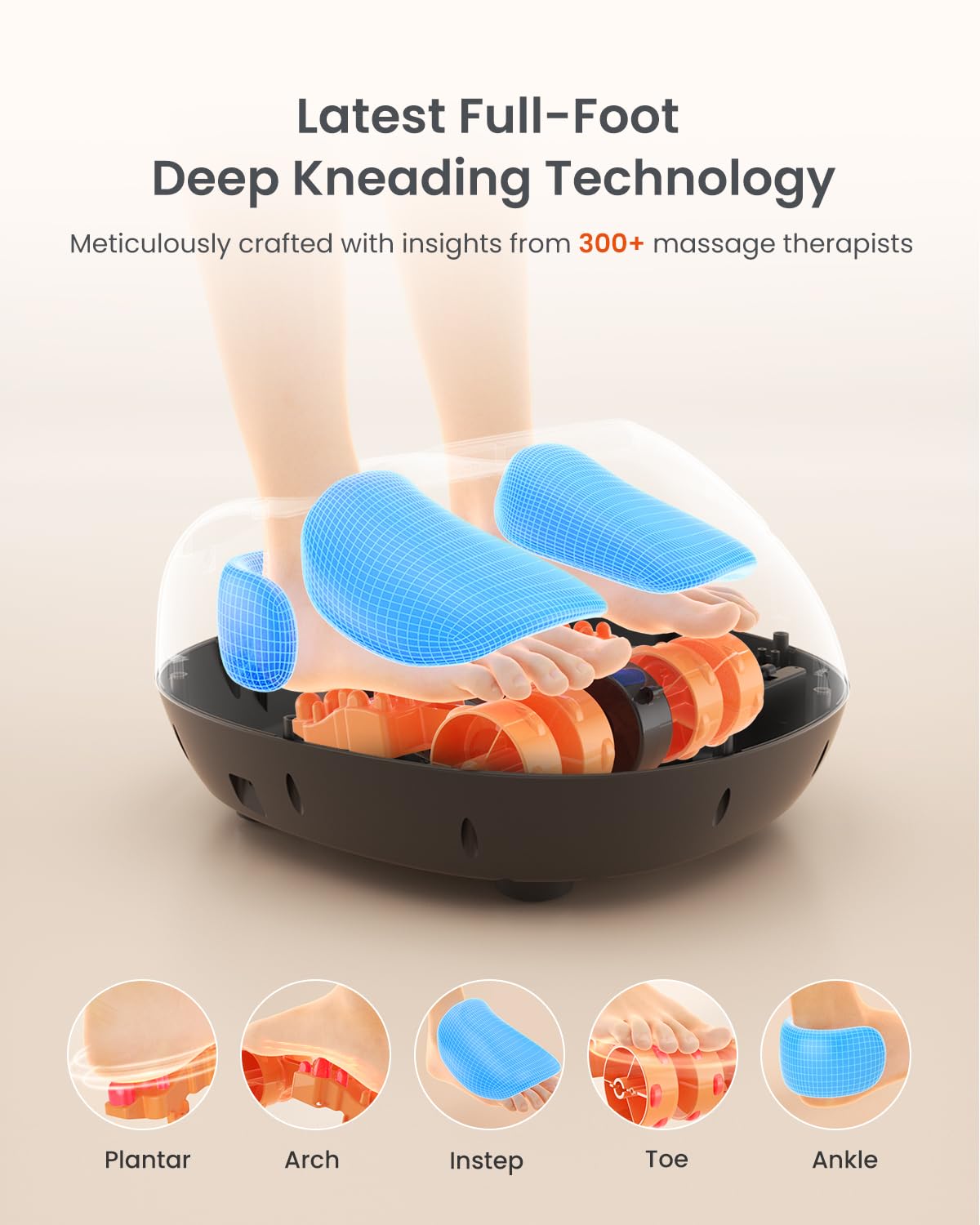 RENPHO Foot Massager Machine [2026 Upgraded], Shiatsu Foot Massager with Heat, True Full Foot Massage, Deep Kneading Plantar Fasciitis Massager for Women Mom Men Dad, Fits Up to Size 13