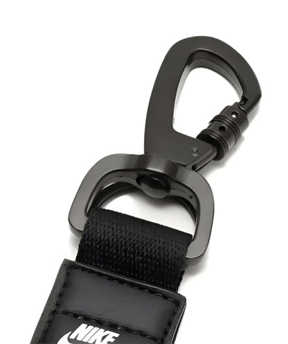 Nike Swoosh Key Holder - Durable Carabiner-Style Clip, Keychain with Iconic Branding (Black/White, One Size)
