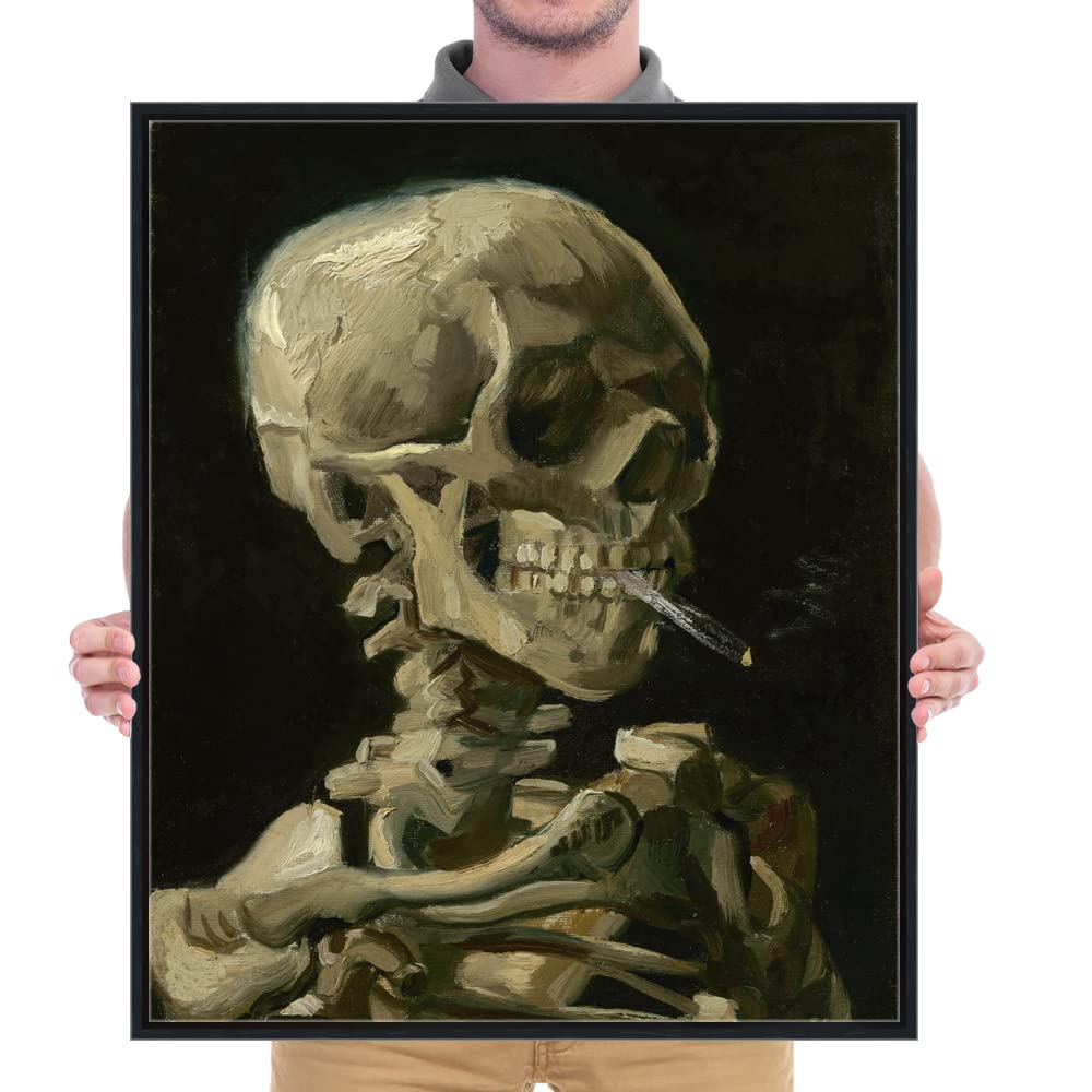 Wieco Art Skull of a Skeleton with Burning Cigarette, 1886 by Vincent Van Gogh Canvas Wall Art for Home Decor and Wall Decor Post-impressionism Canvas Prints Pictures Artwork