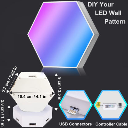 LED Hexagon Lights for Gaming Setup, Smart Home Gaming Wall Lights Work with Alexa Google Assistant, Voice, App & Remote Control, RGB-IC LED Light Panels Music Sync for Game Room Bedroom, 10 Pack