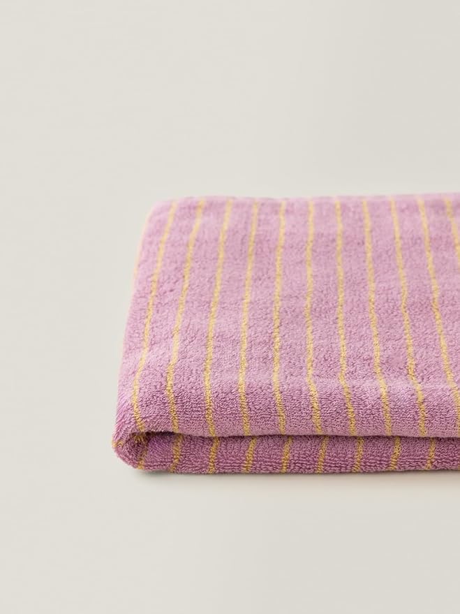 WENSHUO Bubble Purple Tulips-Striped Pure Cotton Bath Towel, 100% Combed Cotton