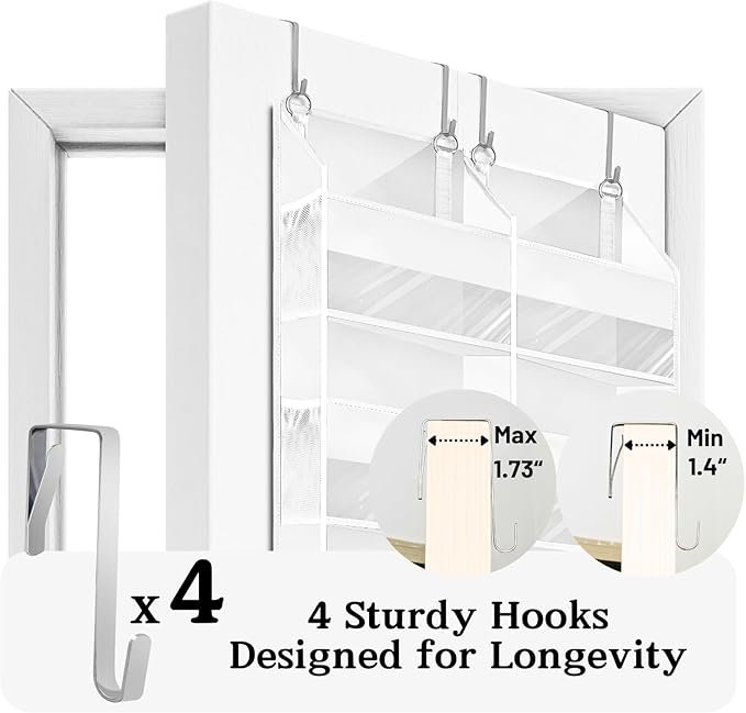Over The Door Organizer 5 Tiers, Extra Large Behind Door Storage of 10