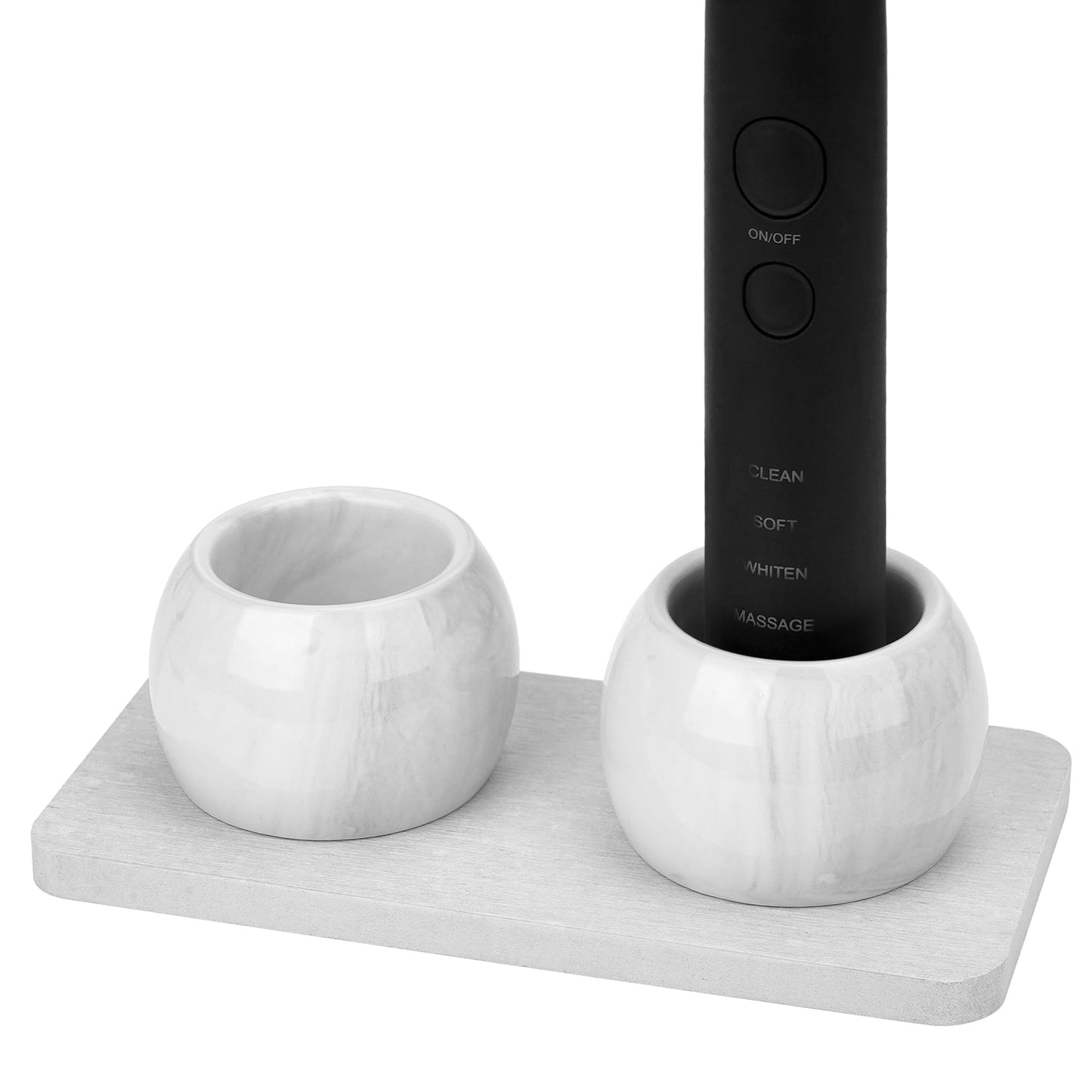 2 Pack Ceramic Toothbrush Holder with Diatomite Toothbrush Tray for Bathroom Shower Countertop Storage Organizer, Small Toothpaste Razor Electric Tooth Brush Head Stand (Grey)
