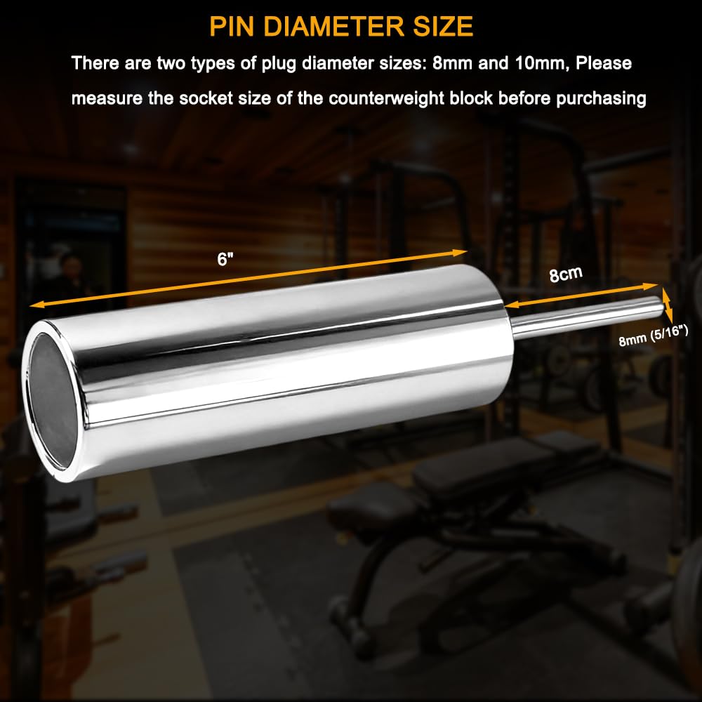 Disjest Weight Stack Pin Extender for Gym Cable Machine, 3/8" (10mm) Extension Pin, Allows Additional Olympic Weight Plates, Made of Durable Steel, Replacement Gym Equipment Accessory,Ø 10 mm × 6"
