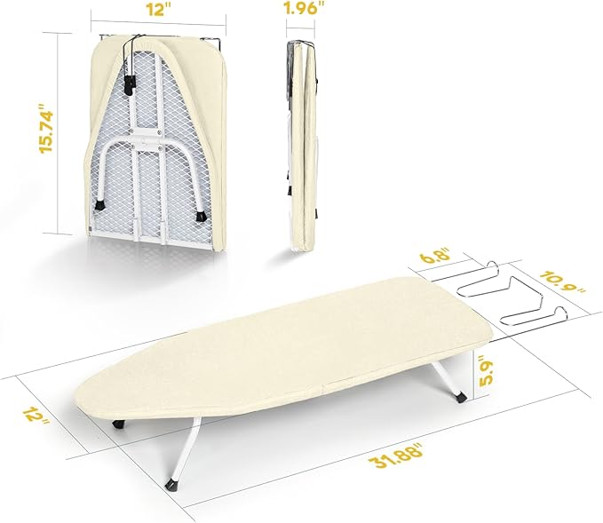 Metal Small Ironing Board Tabletop 31x12, RAINHOL Countertop Mini Iron Board