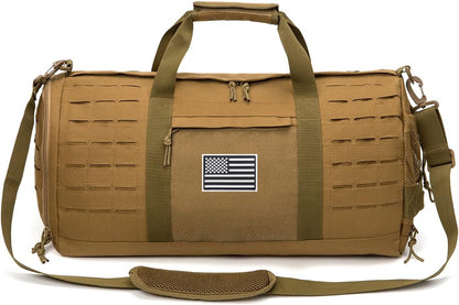 QT&QY 40L Military Tactical Duffle Bag For Men Sport Gym Fitness Tote Travel Training Workout With Shoe Compartment Basketball Football Weekender