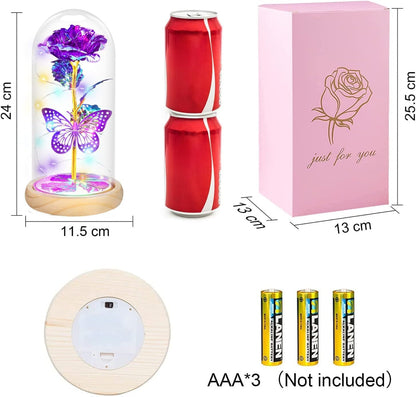 QUNPON Mothers Day Rose Gifts for Mom Flowers Rose Gifts for Women,Birthday Gifts for Women,Purple Butterfly Flowers for Mother Day Flower Gifts from Daughter Son,Gift for Mom,Sister,Her,Grandma,Wife