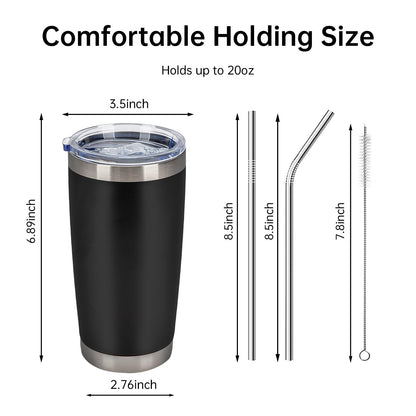 IEOVIEE 32 Pack, 20oz Stainless Steel Bulk Tumblers with Lids and Straws, Double Wall Insulated Travel Coffee Mug, Durable Powder Coated Tumbler Bulk Cup for Cold and Hot Drinks(Black)