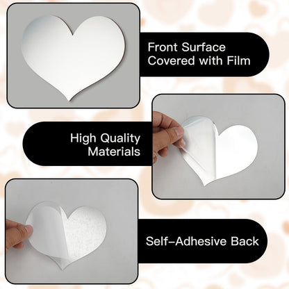 STNRST-IN 25 PCS Mirror Wall Decor, Acrylic Removable Heart Shape Mirror Stickers, DIY Self-Adhesive Wall Decor for Home Living Room Bedroom Bathroom Kitchen Sofa TV Background Decoration(Silver)