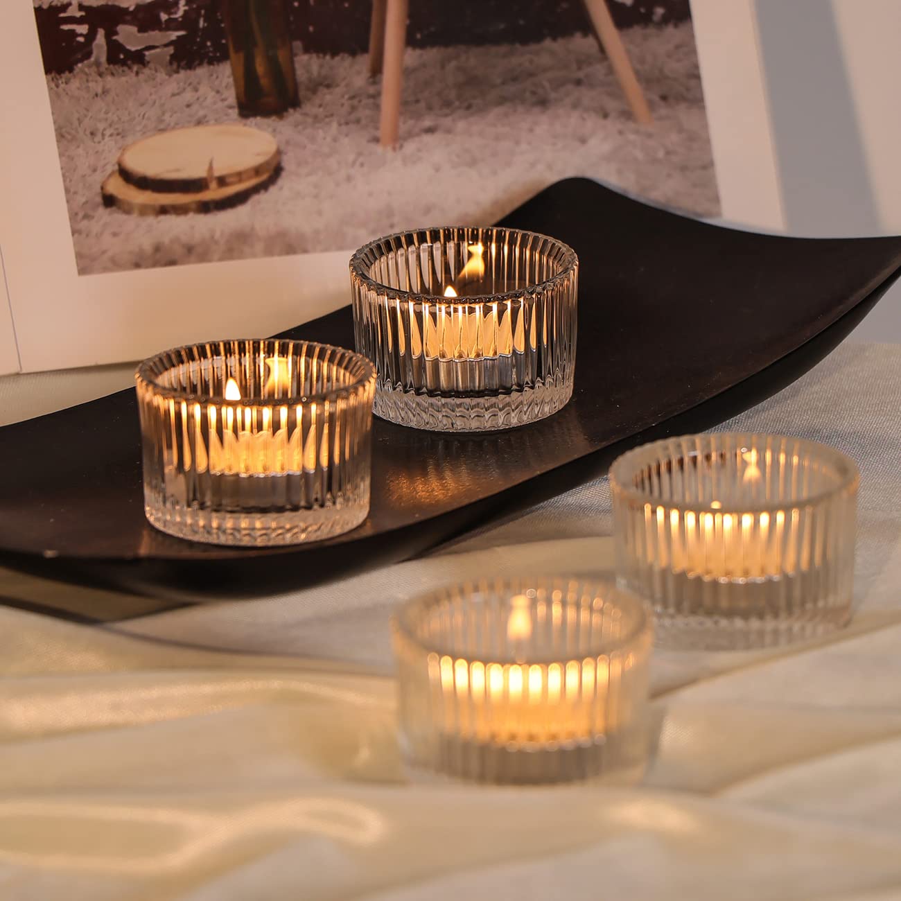 Lanttu Clear Tealight Candle Holder Set of 12, Small Votive Candle Holders for Wedding, Glass Tea Light Candles Holder for Party&Home Decor, Table Centerpiece (2''Dia*1.4''H)