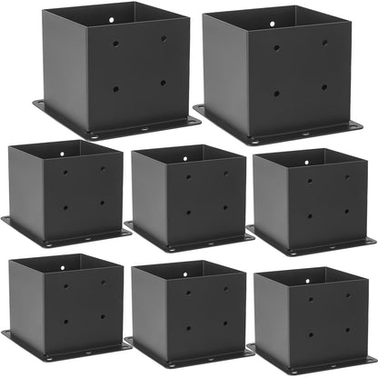 AXWHYS 6x6 Post Base 8 Pcs, (Inner Size 5.6x5.6) Post Anchors, 13GA Thick Solid Steel & Black Powder Coated,Deck Post Brackets Support Deck Base Plate Pergola Brackets Fence Kit