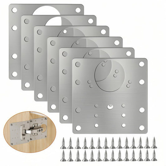 20PCS Upgraded Cabinet Hinge Repair Plate Kit: FOGZUVR Durable Door Hinge Mounting Plate Stainless Steel, Large Cabinet Fix Board with Screws for Kitchen Cabinet, Cupboard Doors and Furniture