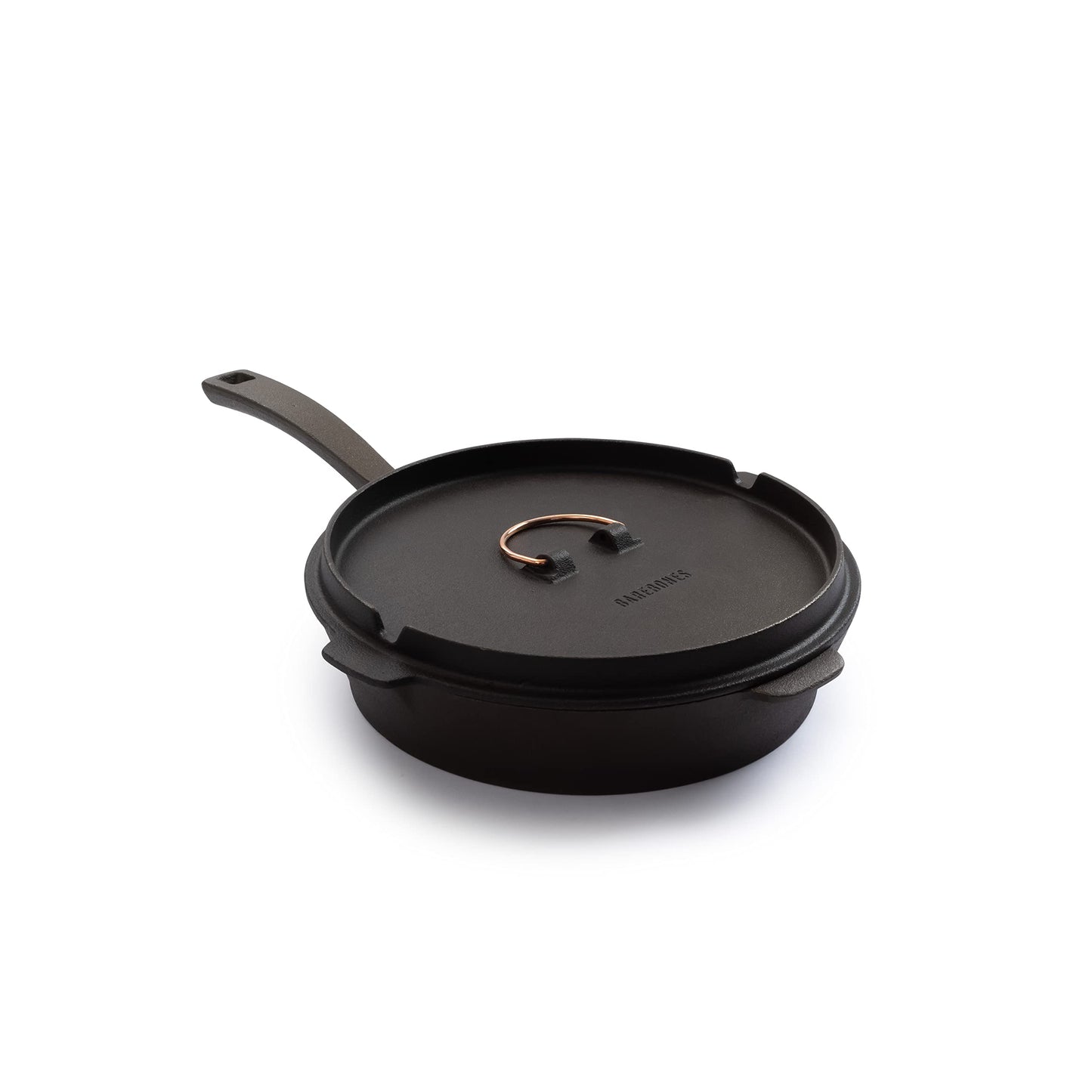 Barebones 10-Inch All-In-One Cast Iron Skillet Set- Skillet with Cast Iron Dutch Oven Style Lid - Camping Cookware Set