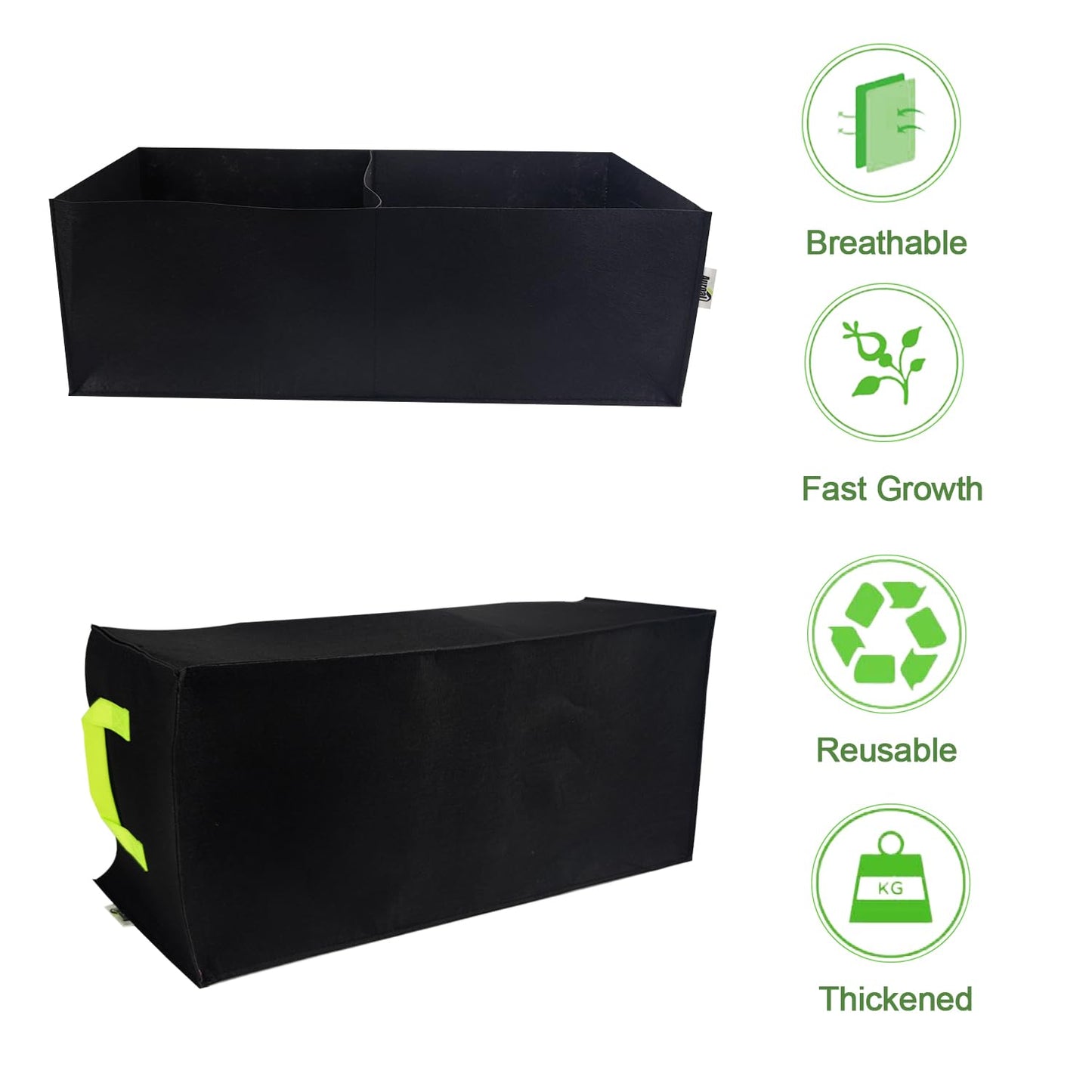 Auroal Plant Grow Bags, 5 Pack Fabric Raised Planting Bads, 2 Holes Rectangle Grow Bag, 10 Gallon Breathable Potato Tomato Planter Pots for Outdoor Vegetables Plant Flowers (Black)